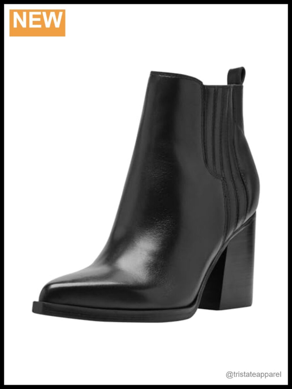 Matter Stacked Heel Pointed Toe Chelsea Ankle Bootie